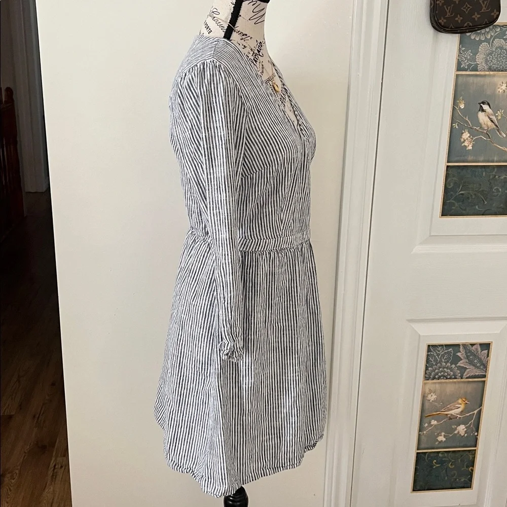 Old Navy Blue & White Striped Long Sleeve V-Neck Dress - Picture 7 of 13
